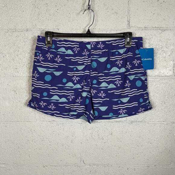 Columbia Women's Sandy River II Printed Mid-Rise Shorts - Purple Lotus LARGE - Picture 1 of 7